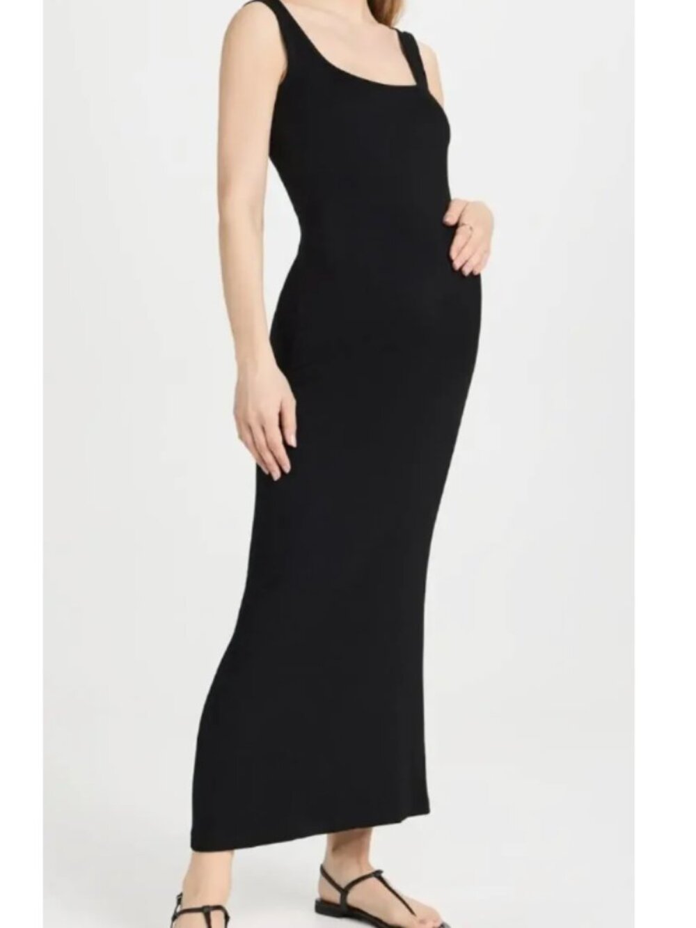 Hatch The Long Body Tank Maxi Dress Black Women's Size p XS Maternity ribbed